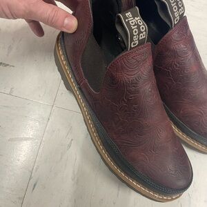 Georgia Boot womens 3 inch Romeo rose Embossed Leather Slip-On - Rich Brown